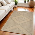 5' X 7' Natural And Beige Geometric Flatweave Non Skid Area Rug With Fringe