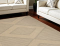 8' X 10' Natural And Beige Geometric Flatweave Non Skid Area Rug With Fringe