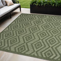 5 X 7 Dark Green And Light Green Geometric Indoor Outdoor Area Rug