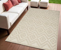 4 X 6 Cream And Beige Geometric Indoor Outdoor Area Rug