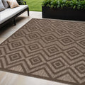 5 X 7 Dark Brown And Light Brown Geometric Indoor Outdoor Area Rug