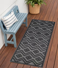 6 Charcoal And Black Geometric Indoor Outdoor Area Rug