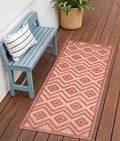 6 Coral And Orange Geometric Indoor Outdoor Area Rug