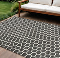 8 X 10 Black And Ivory Geometric Indoor Outdoor Area Rug