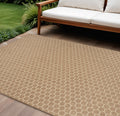 9 X 12 Natural And Beige Geometric Indoor Outdoor Area Rug
