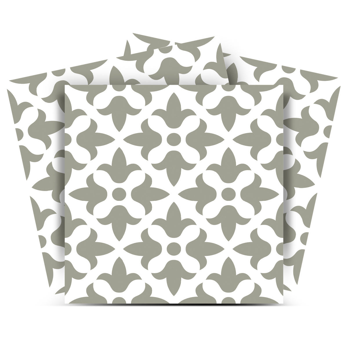 12 X 12 Sage Gray Fleur Removable Peel and Stick Tiles