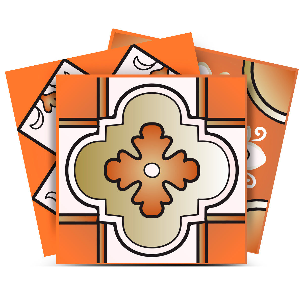 12 X 12 Retro Orange Mosaic Peel and Stick Removable Tiles