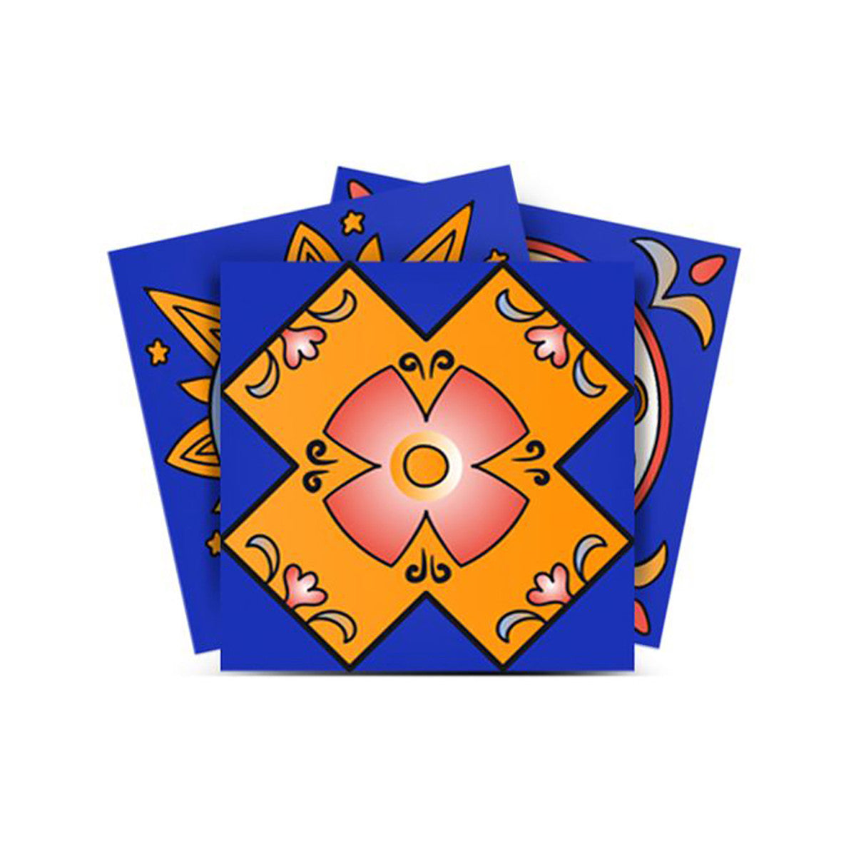 12 X 12 Blue and Gold Celestial Mosaic Peel and Stick Removable Tiles