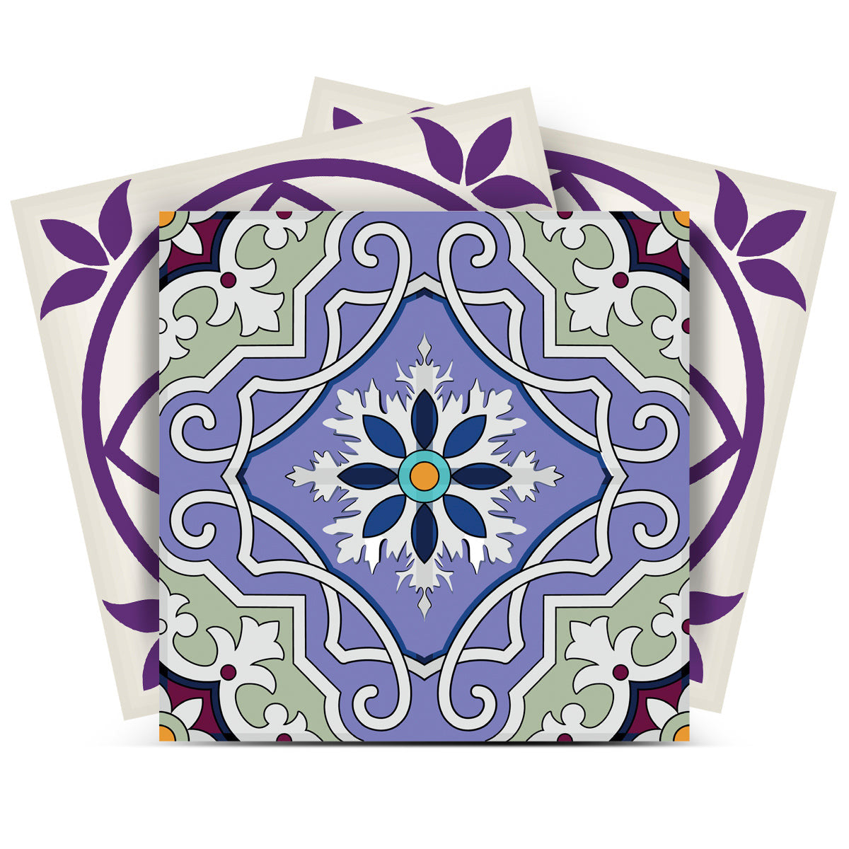 12 X 12 Vintage Purple and Taupe Mosaic Peel and Stick Removable Tiles
