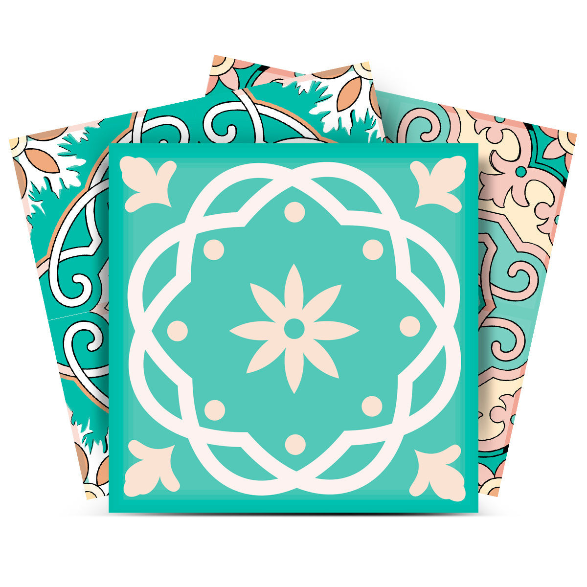 12 X 12  Mint Green Aquamarine Mosaic Peel and Stick Removable Tiles