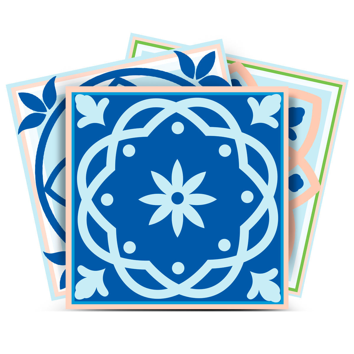 12 X 12 Dark and Light Blue Mosaic Peel and Stick Removable Tiles