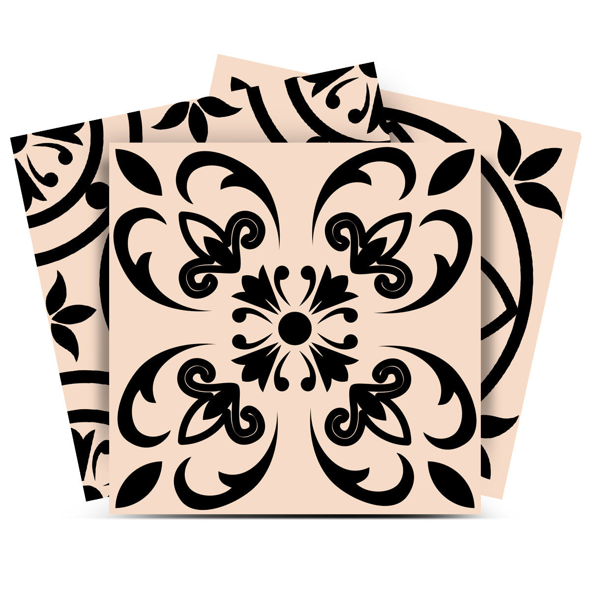 12 X 12 Cream and Black Mosaic Peel and Stick Removable Tiles