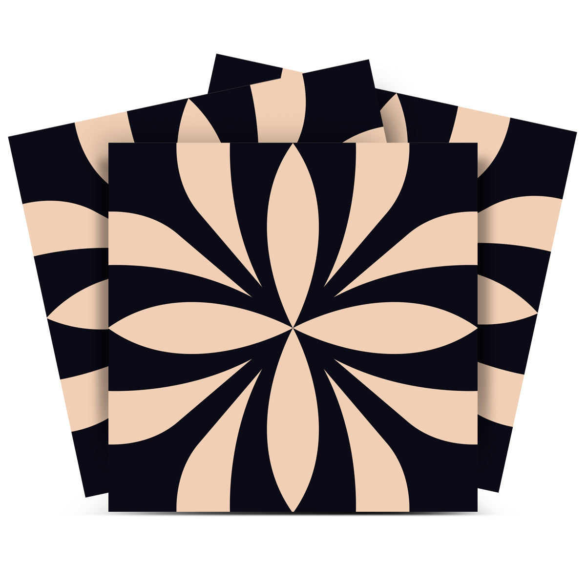 12 X 12 Intertwined Black and Cream Peel and Stick Removable Tiles