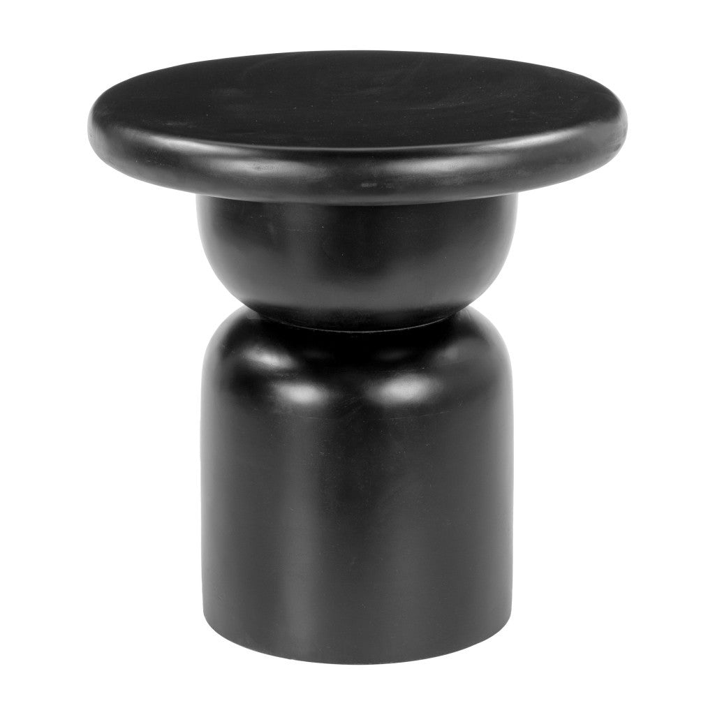 20'' Black Solid Wood Round Pedestal End Table