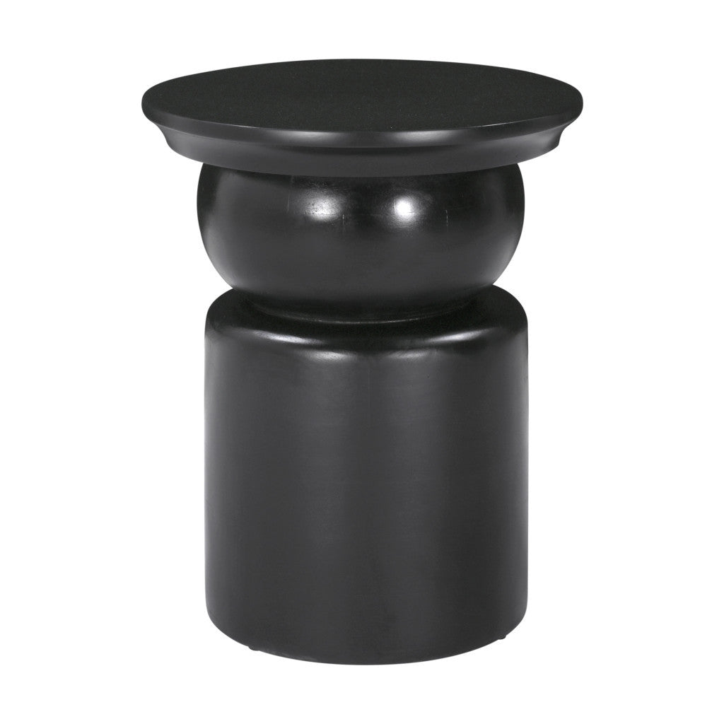 20'' Black Solid Wood Round Drum End Table