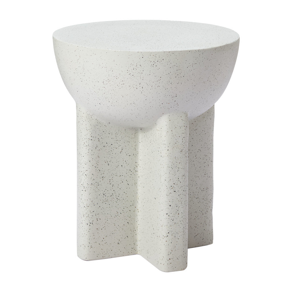 18'' White Faux Stone Round Pedestal End Table