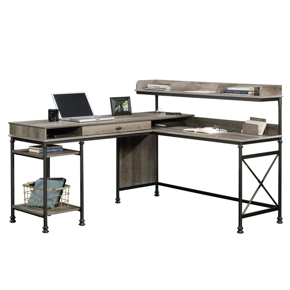 Canal Street L Desk, Northern Oak finish