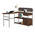 Radial L Desk, Umber Wood finish