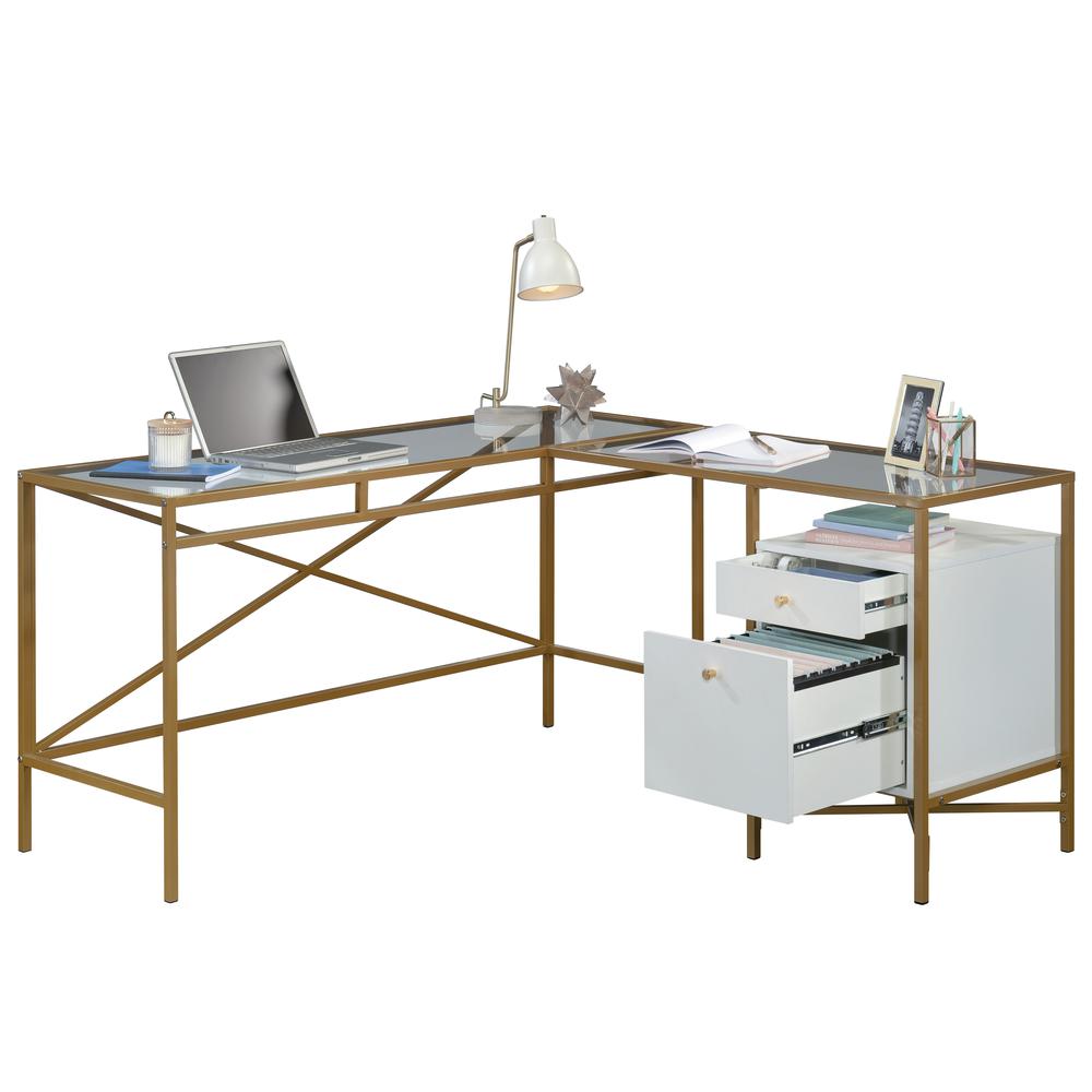 Harper Heights L Desk, White finish