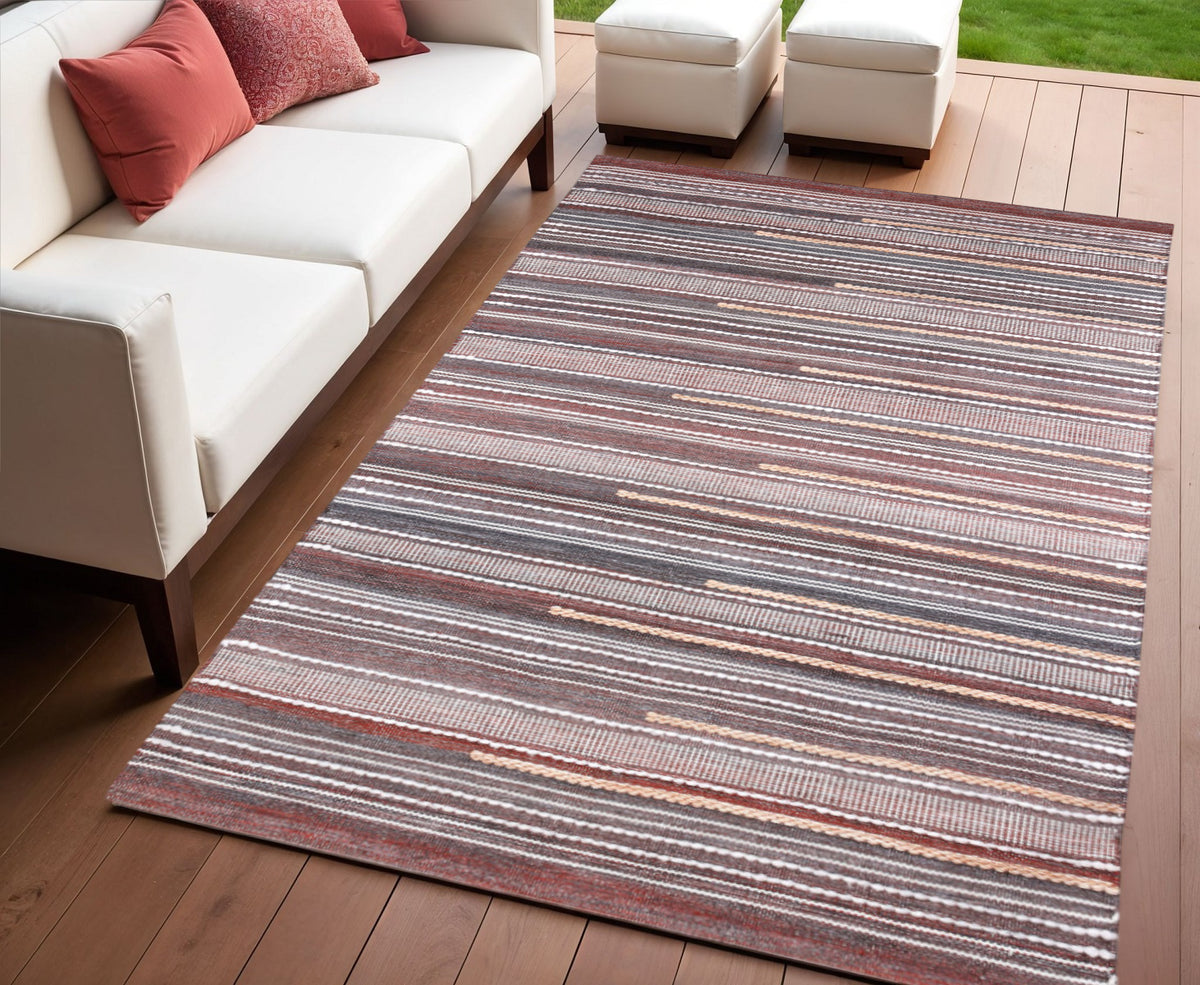 4' X 6' Brown Geometric Hand Woven Area Rug