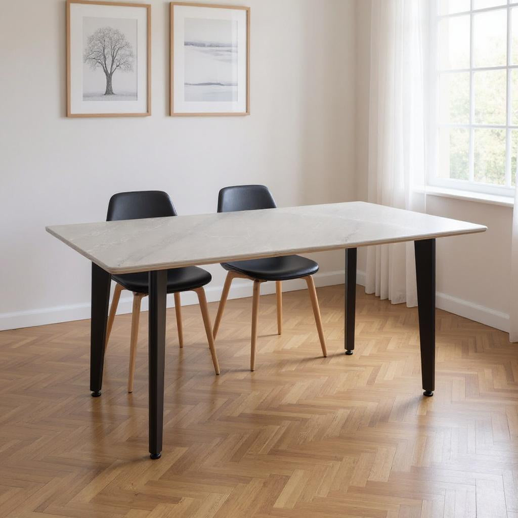 63 Gray Stone and Metal Dining Table