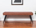 54'' Brown and Black Faux Leather Upholstered Dining Bench