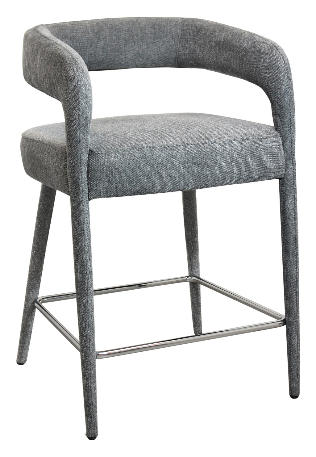 25'' Gray Metal and Fabric Low Back Counter Height Bar Chair