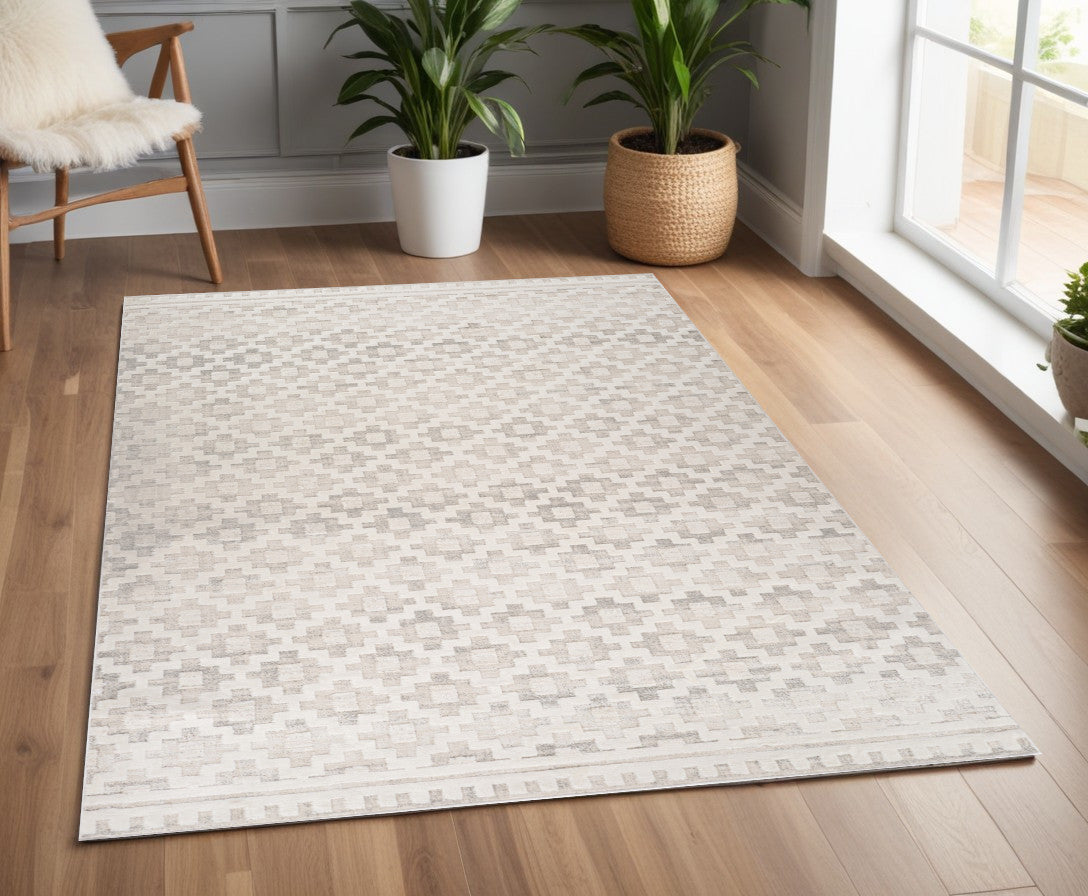 4' X 6' Cream and Beige Moroccan Area Rug