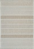 6' X 9' Beige and Brown Geometric Distressed Indoor Outdoor Area Rug