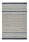 4' X 6' Blue and Cream Striped Distressed Indoor Outdoor Area Rug