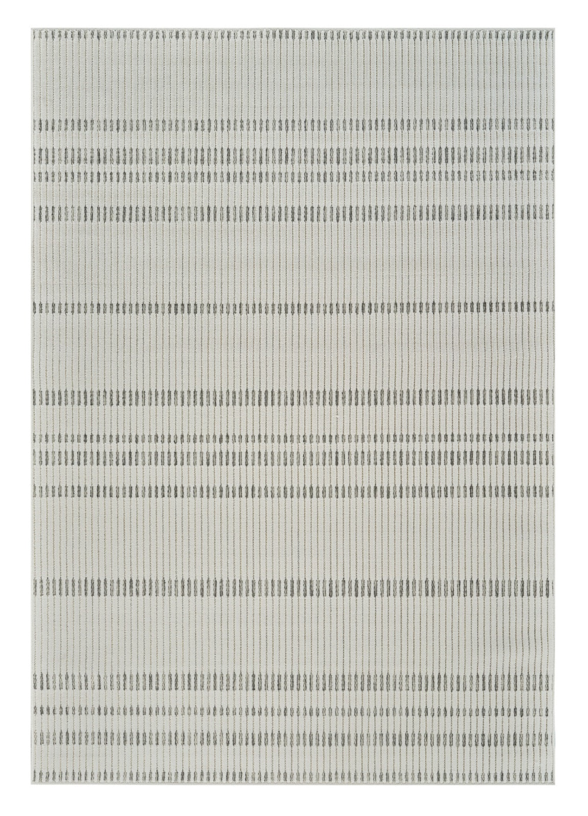 4' X 6' Cream and Beige Striped Distressed Indoor Outdoor Area Rug