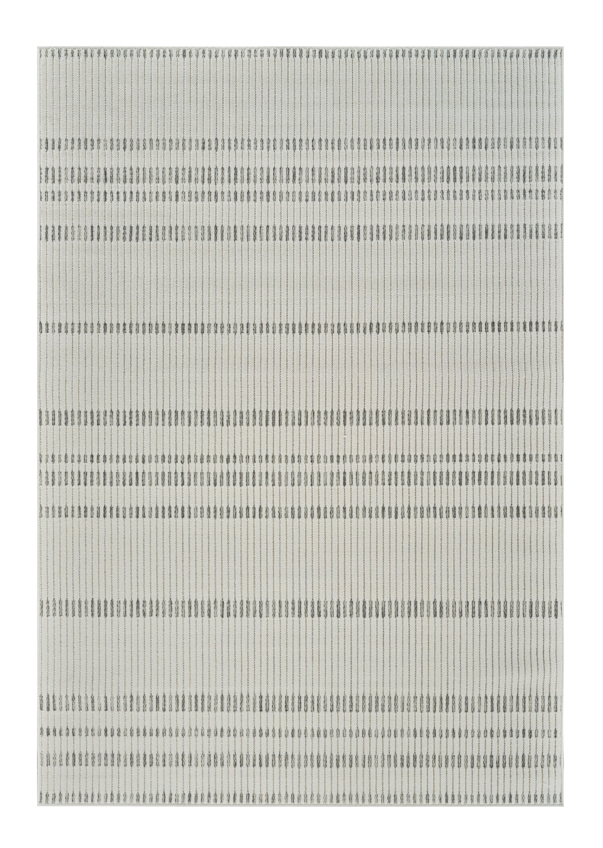 8' X 10' Cream and Beige Striped Distressed Indoor Outdoor Area Rug