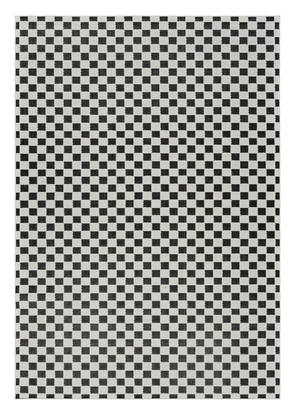 4' X 6' Black and White Geometric Distressed Indoor Outdoor Area Rug