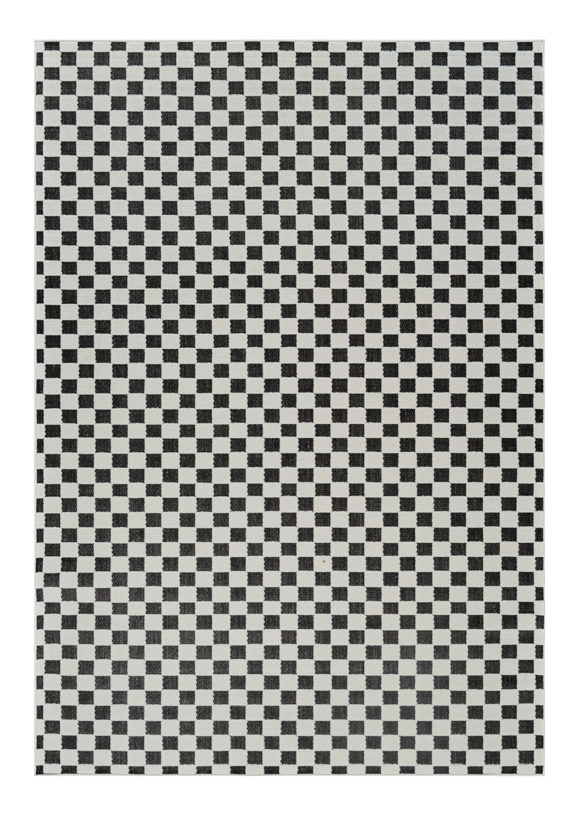 6' X 9' Black and White Geometric Distressed Indoor Outdoor Area Rug