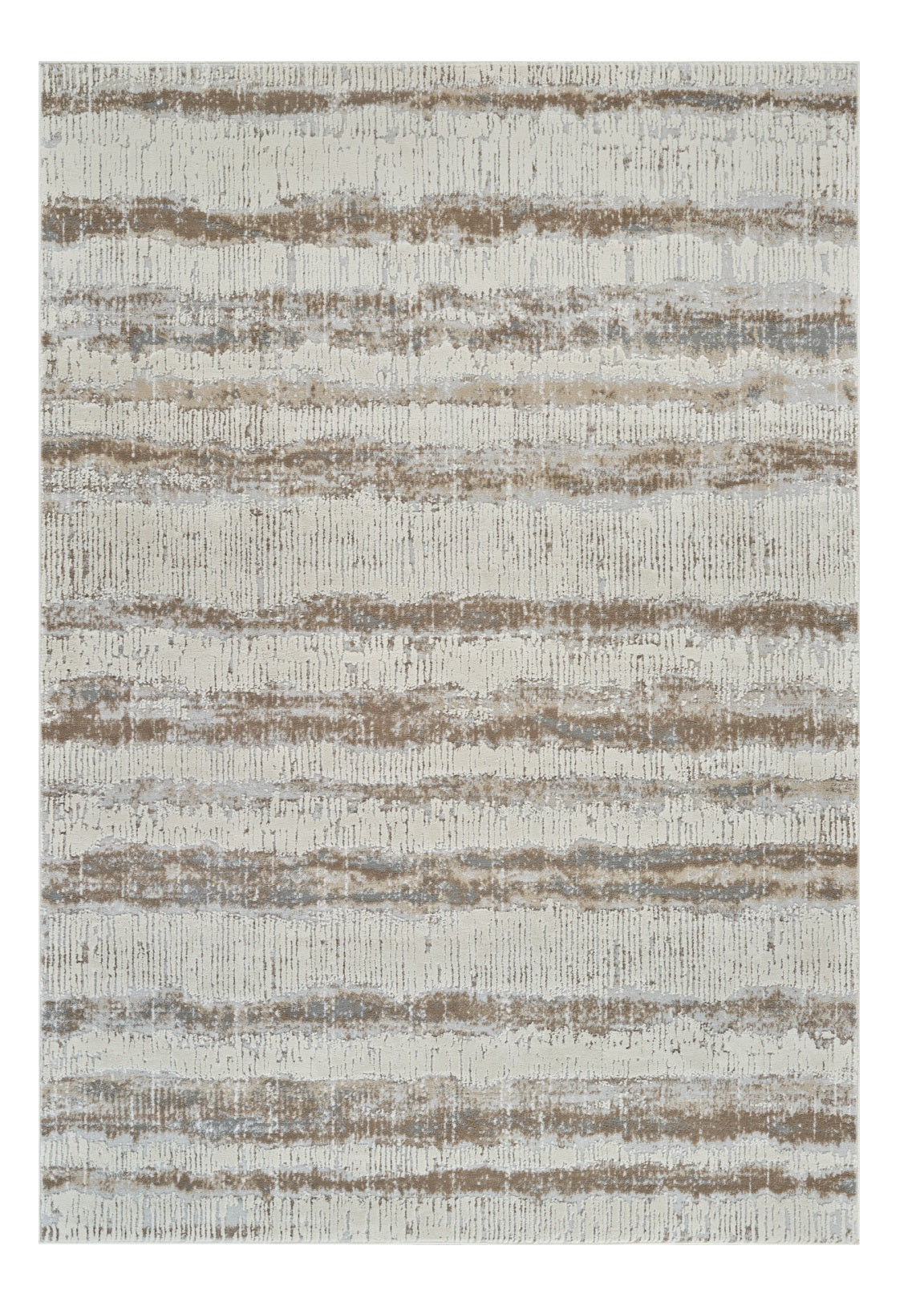 7' X 10' Beige and Brown Abstract Non Skid Area Rug