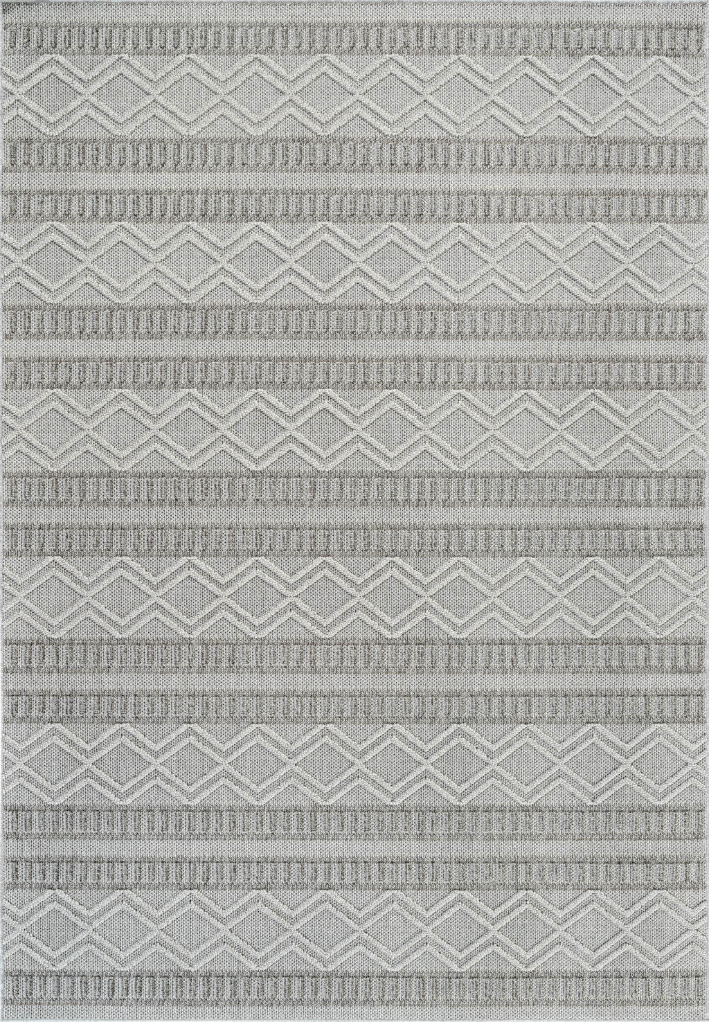 4' X 6' Beige And Gray Striped Distressed Indoor Outdoor Area Rug
