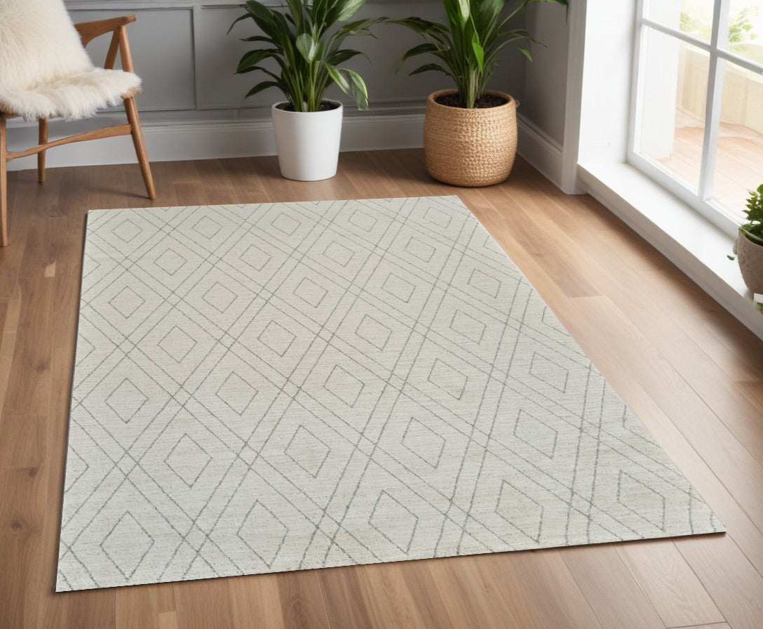 4' X 6' Beige and Gray Abstract Non Skid Area Rug