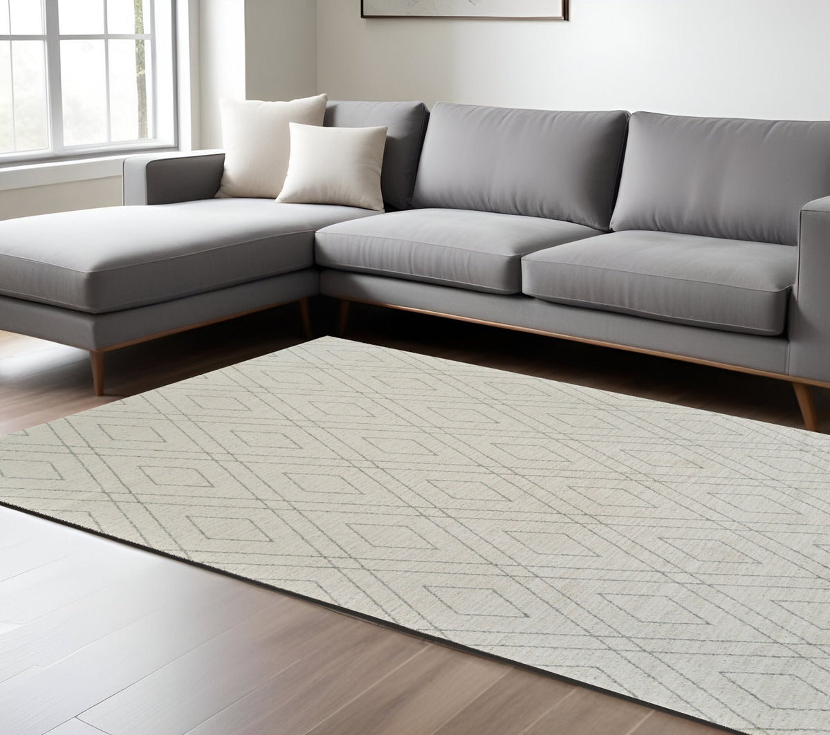 8' X 11' Beige and Gray Abstract Non Skid Area Rug