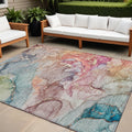 9' X 12' Blue Abstract Washable Non Skid Indoor Outdoor Area Rug