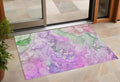 2' X 3' Purple Abstract Washable Non Skid Indoor Outdoor Area Rug