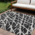 9' X 12' Black And White Abstract Washable Non Skid Indoor Outdoor Area Rug