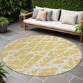8' Round Gold And White Round Abstract Washable Non Skid Indoor Outdoor Area Rug