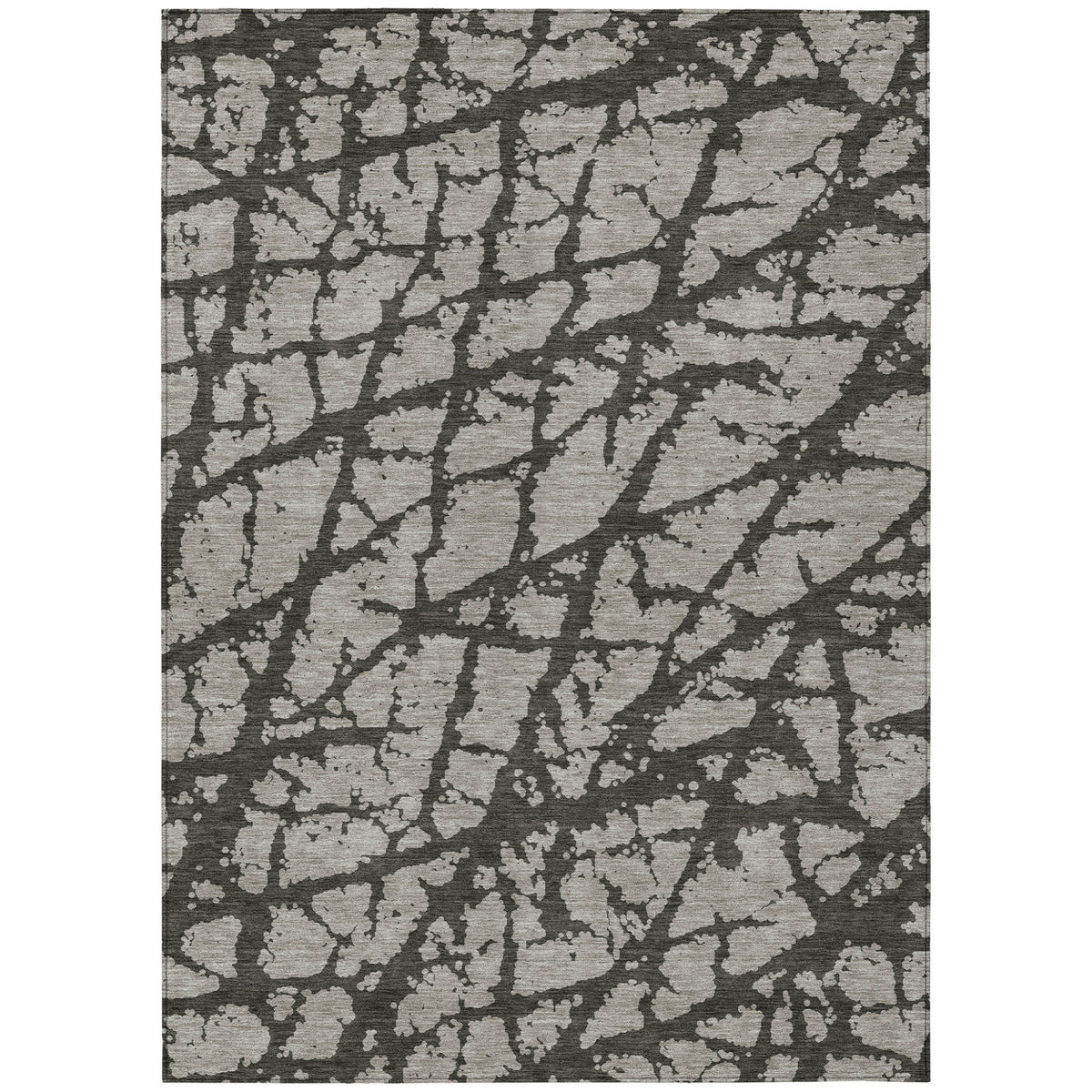 5' X 8' Gray And Black Abstract Washable Non Skid Indoor Outdoor Area Rug