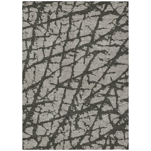 10' X 14' Gray And Black Abstract Washable Non Skid Indoor Outdoor Area Rug