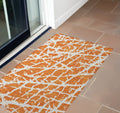 3' X 5' Orange And White Abstract Washable Non Skid Indoor Outdoor Area Rug