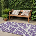 8' Runner Purple And White Abstract Washable Non Skid Indoor Outdoor Runner Rug