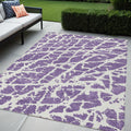 5' X 8' Purple And White Abstract Washable Non Skid Indoor Outdoor Area Rug