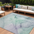 9' X 12' Blue And Gray Abstract Washable Non Skid Indoor Outdoor Area Rug