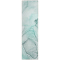 2' X 8' Teal And Gray Abstract Washable Non Skid Indoor Outdoor Runner Rug
