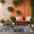 8' Runner Black Gray And White Abstract Washable Non Skid Indoor Outdoor Runner Rug
